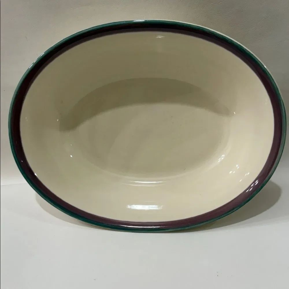 Pfaltzgraff  Juniper Large Oval Serving Vegetable Bowl Beige Green Mauve  Accent